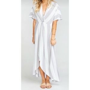 Show Me Your Mumu Get Twisted Grey Bengal Stripe Maxi Dress